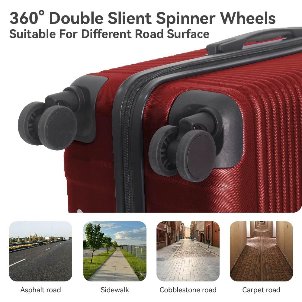 3-Piece Hardshell Luggage Set with TSA Lock, Lightweight ABS Spinner Suitcases (20/24/28in)