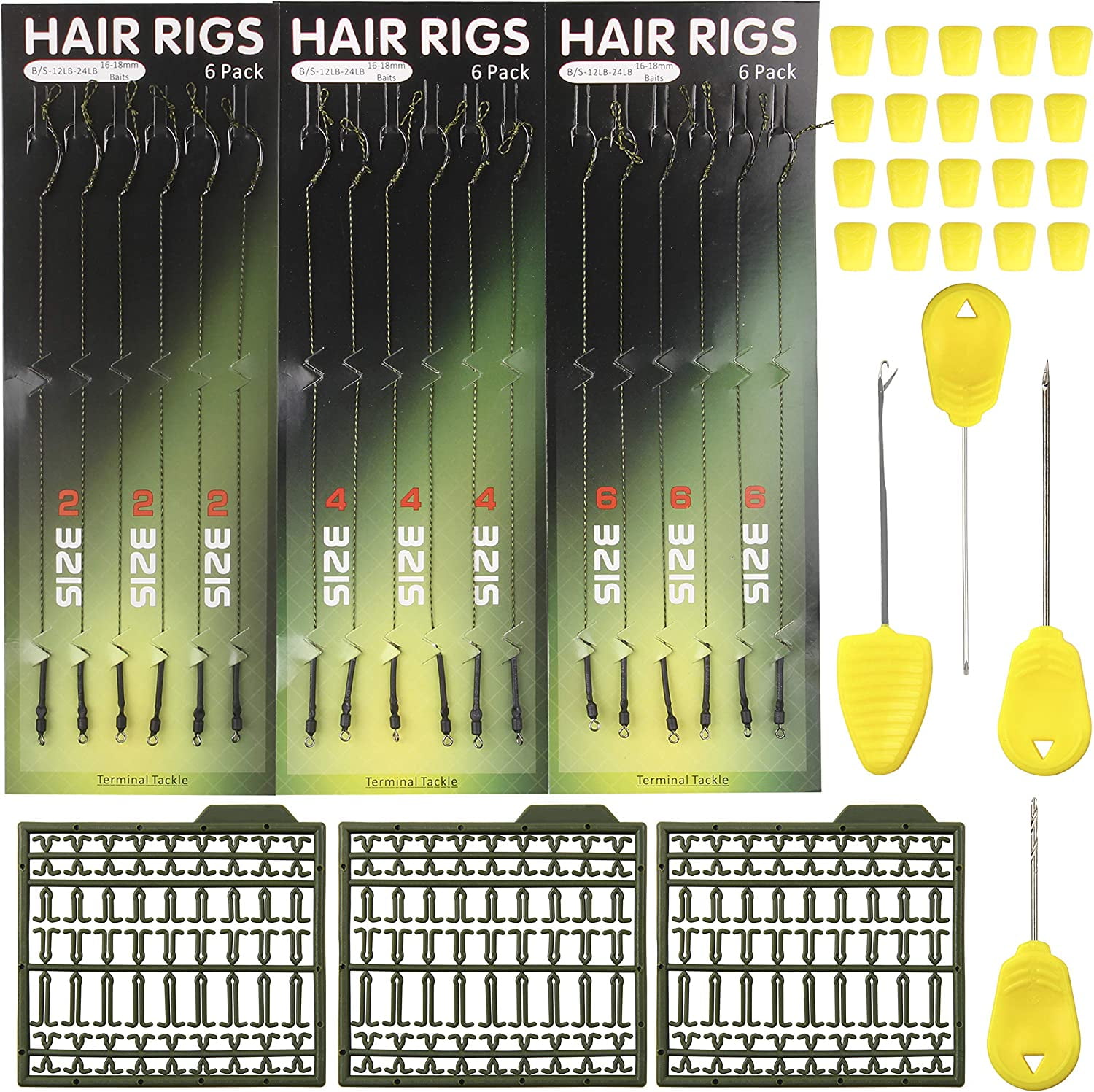 Carp Fishing Hair Rigs Boilie Kit – 45pcs Curved Barbed Carp Hook