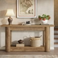 thumbnail image 3 of Tribesigns 63-Inch Farmhouse Console Table, Narrow Long Sofa Table Behind the Couch, 2-Tier Storage Entryway Furniture for Hallway, Entrance, Living Room, Light Brown, 3 of 9