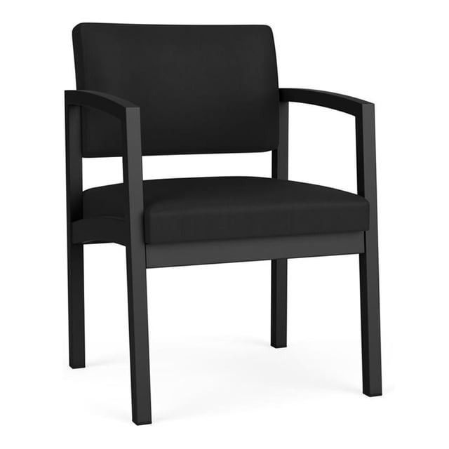 Fauteuil d'Invité en Acier Lenox pour Réception, Salle d'Attente, Soins de Santé / Acier Noir / Noir