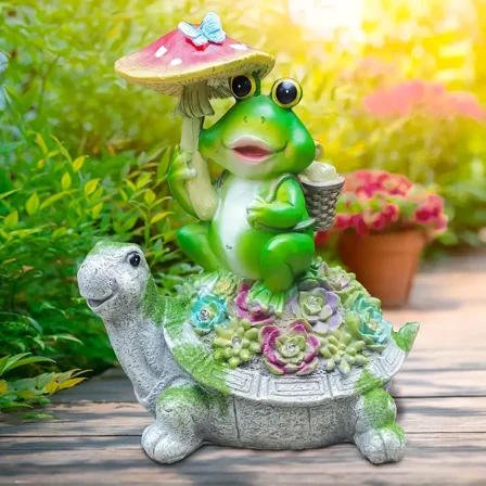 1pc Solar Funny Frogs Garden Statue, Frog Yard Decor, Garden Animal Statue, Outdoor Gardening Gifts, Frog Ornament