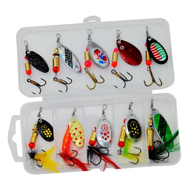 10 Pieces Fishing Lures Spinnerbait Hard Metal Spinnerbaits Baits