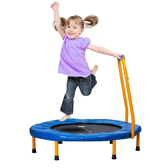 New-Bounce Mini Trampoline – Foldable Trampoline for Children and Adults – Fitness Rebounder Trampoline with Handlebar – Holds Up to 150 Lbs