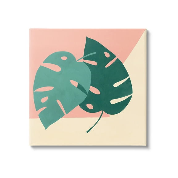 Stupell Industries Modern Monstera Leaf Botanical & Floral Painting Gallery Wrapped Canvas Art Print Wall Art, 17 x 17