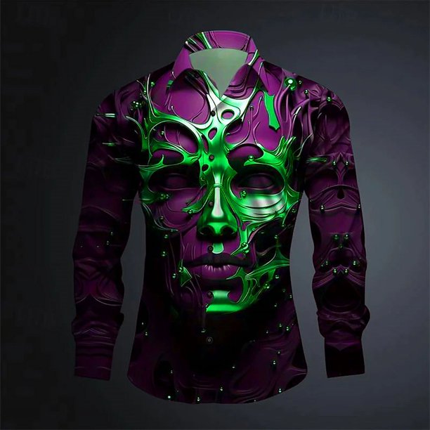 Máscara para fiesta de graduación máscara dorada máscara morada máscara negra patrón HD suave cómoda diseño de diseñador moderno camisa abotonada