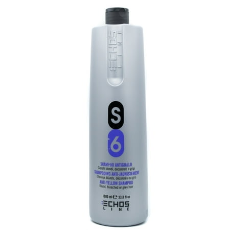 Echos Line S6 Anti-Yellow Shampoo for blonde, bleached, or gray hair 33.8 fl (Best Shampoo For Bleached Blonde Hair)