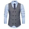 thumbnail image 2 of Aueoeo Suit Vests For Mens Cotton Comfy Soft Waistcoat Retro Sleeveless V Neck Herringbone for Prom Party, 2 of 7