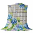 thumbnail image 6 of Blue Hydrangea Blanket Soft Cozy Warm Throw Blanket for Couch, Plush Fuzzy Flannel Fleece Blankets for Sofa, Rustic Wooden Butterfly Spring Floral Bed Blankets Lightweight Gifts for Women, 50"x80", 6 of 9