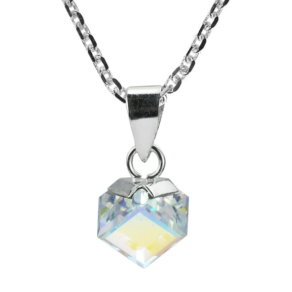 AeraVida Sun Catcher Cubic Prism .925 Sterling Silver Necklace - 18 inch