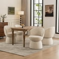 thumbnail image 6 of Kidol & Shellder Boucle Dining Chair 2PCS, Swivel Accent Chair with Armless Barrel Design & Mid Back, Plush Upholstered Seat for Kitchen, Living Room, Vanity Room, Easy-Clean, White, 6 of 13