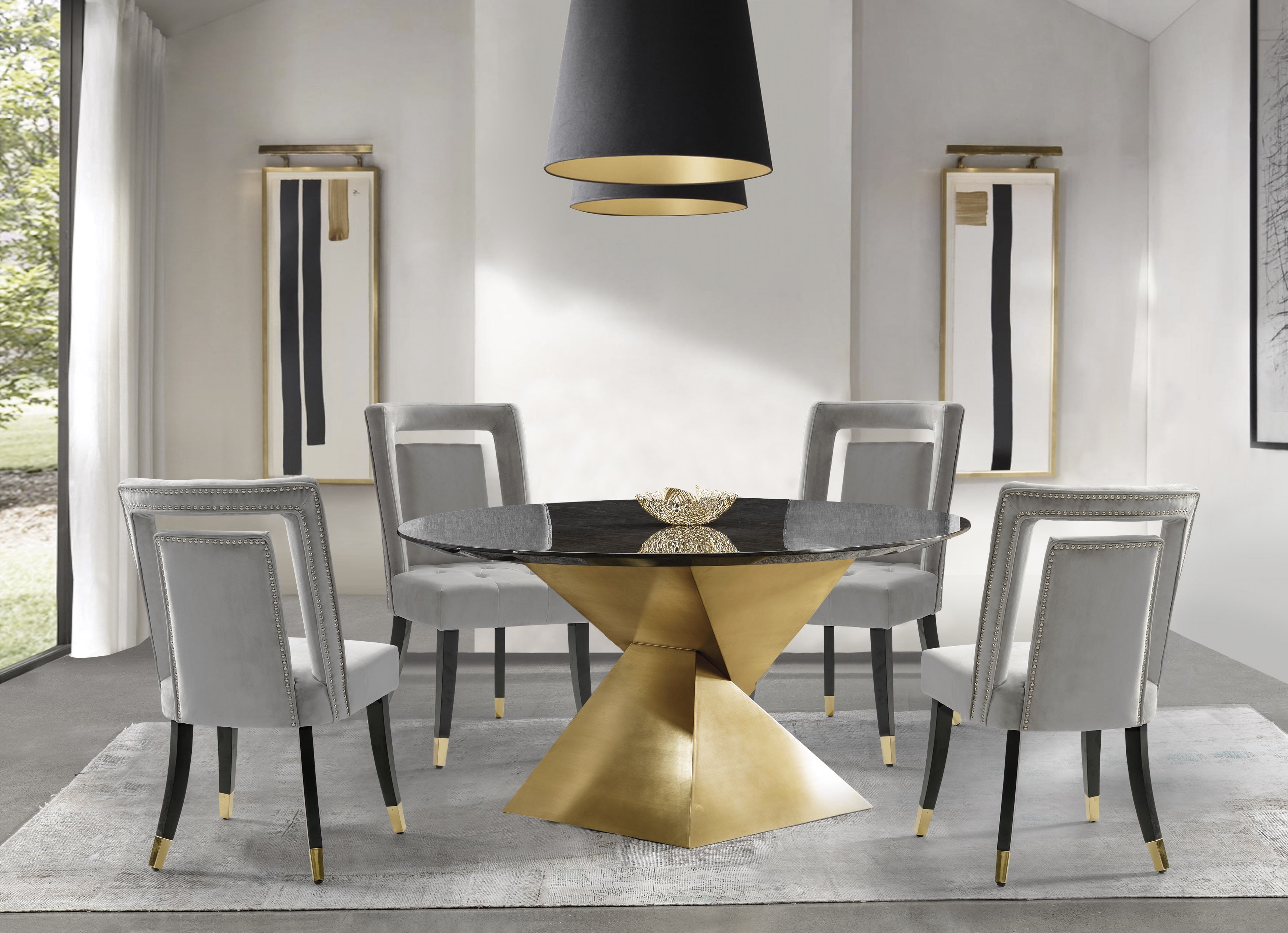 Chic Home Ellie Velvet Upholstered Nailhead Trim Seat (Set of 2) Dining