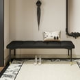 thumbnail image 3 of 59" Black PU Leather Shoe Bench with Gold Accents | Comfortable Faux Leather Cushion & Sturdy Metal Legs | Entryway, Hallway, Bedroom, Living Room Storage Seat, 3 of 14