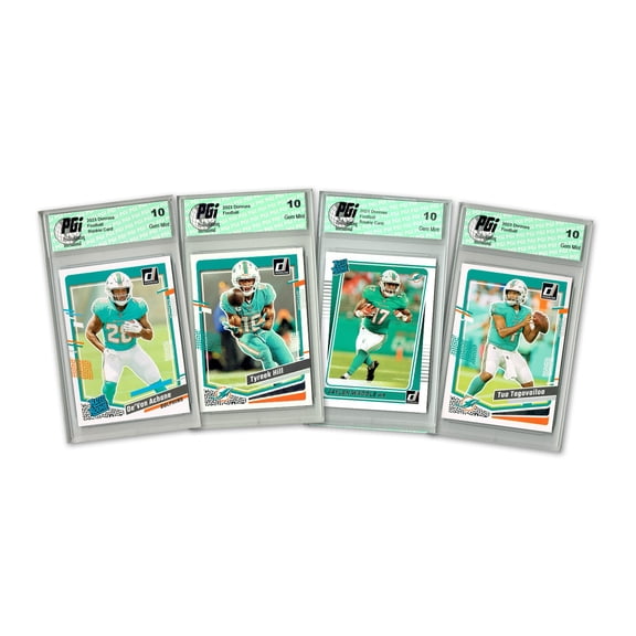 4) Miami Dolphins PGI 10 Donruss Football 2024 Graded Trading Card Team Set