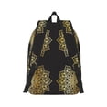 thumbnail image 2 of Honeii Gold Mandala Print Canvas College Laptop Backpack, Durable Rucksack Travel Notebook Bag School Backpack Book Bag for Men Women-Medium, 2 of 7