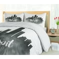 thumbnail image 5 of Ambesonne Detroit Duvet Cover Sets, Black Smoky Cityscape, 2-Queen, Charcoal Grey White, 5 of 7