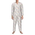 thumbnail image 3 of Naloa Summer Floral Men’s Pajamas Set - Long Sleeve Button Down Sleep Shirt and Pajama Bottoms Sleepwear Set-XX-Large, 3 of 7