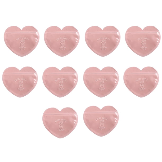 Advancent Bolsa de caramelos de 10 piezas, bolsas de regalo decorativas de repuesto con forma de corazón romántico portátil, accesorios de Kits de decoración para fiestas Rosa
