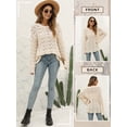 thumbnail image 7 of STARVNC Women Crochet Cutout Crew Neck Long Sleeve Wavy Hem Top, 7 of 7