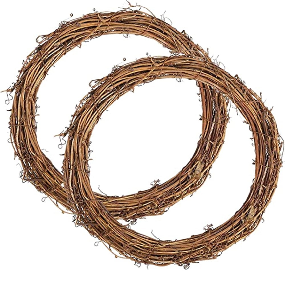 Natural Rattan Wreaths Pack of 2, Perfect For Christmas Arts and