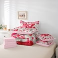 thumbnail image 6 of Castle Fairy Adults Female Girls Pink Love Heart Print Twin Bedding Sets 7-Piece,Valentine's Day Festival Bedding Comforter Set Microfiber,Vintage Romantic Cabin Cottage Breathable Sheet Sets, 6 of 8