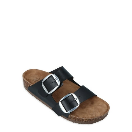 

Time and Tru Women s Footbed Slide Sandal - Wide Width Available