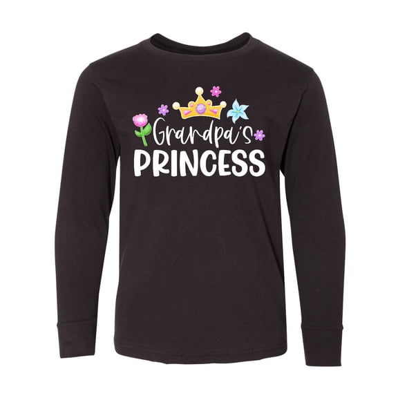 Inktastic Grandpa's Princess Crown and Flowers Long Sleeve Youth T-Shirt