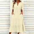 thumbnail image 2 of VBVC Women's V-Neck Ruffle Sleeve Midi Dress,Smocked Waist Tiered Boho Dress For Women,Ladies Casual Summer Beach Flowy Sundress with Pockets,Yellow,S-3XL, 2 of 7