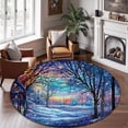 thumbnail image 2 of Round Area Rug, Christmas Tree3 Non-Slip Floor Mat, Soft Washable Carpet for Living Room Bedroom Decor 71 Inch, 2 of 6