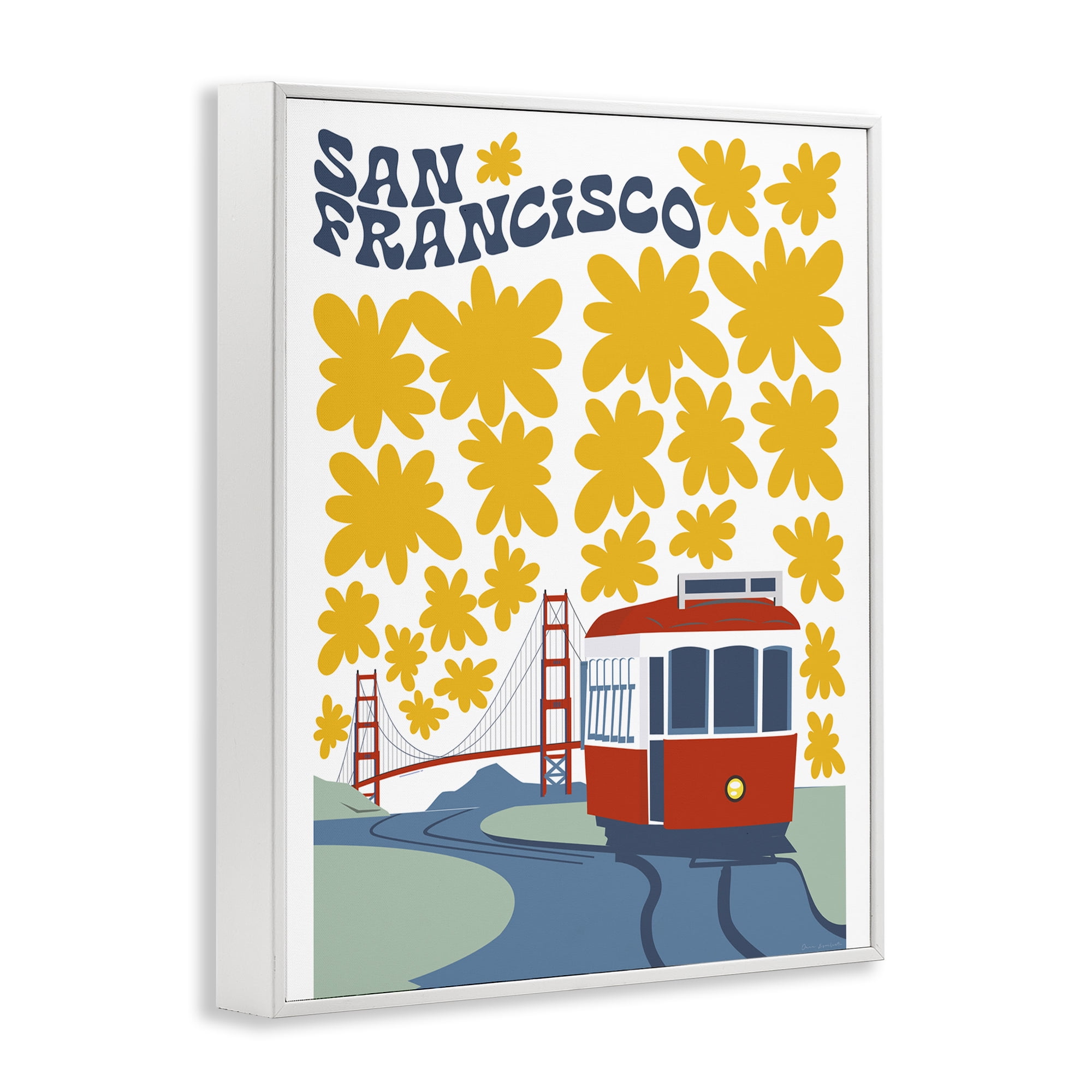 Stupell Industries San Francisco Trolley White Framed Giclee Art, design by Omar Escalante