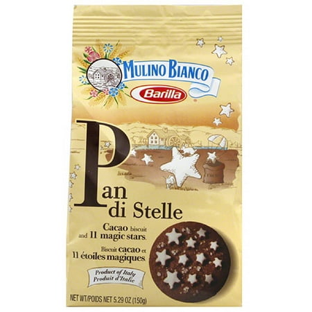 Mulino Bianco Barilla Pan di Stelle Cacao Biscuit and 11 Magic Stars, 5.29 oz, (Pack of