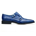 thumbnail image 3 of Belvedere Valiente Men's Shoes Ostrich Leg Double Monk Antique Blue, 3 of 5