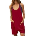 thumbnail image 3 of Spaghetti Strap Women V-Neck Solid Sleeveless Jumpsuit With Pocket, 3 of 5