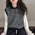 thumbnail image 7 of AUDeals Kids Striped Collared Knit Sweater Vest - Sleeveless Button Up Pullover for Boys and Girls Spring Fall Layering Wear, 7 of 7