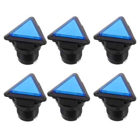 COOPHYA 6Pcs Blue LED Backlit Triangle Pushbutton for Game Room Control