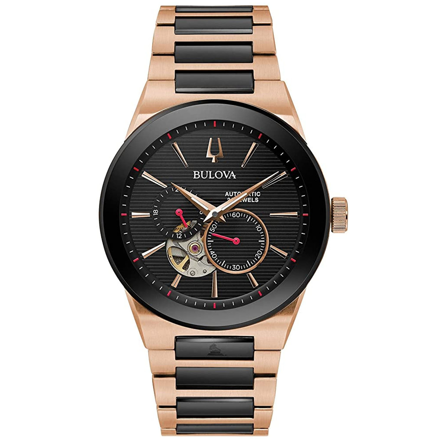 Bulova Automatico 98A273 - Orologio Uomo Dal Design Elegante, Cassa Dorata 44mm, Cinturino In Acciaio, Impermeabile 20 Bar