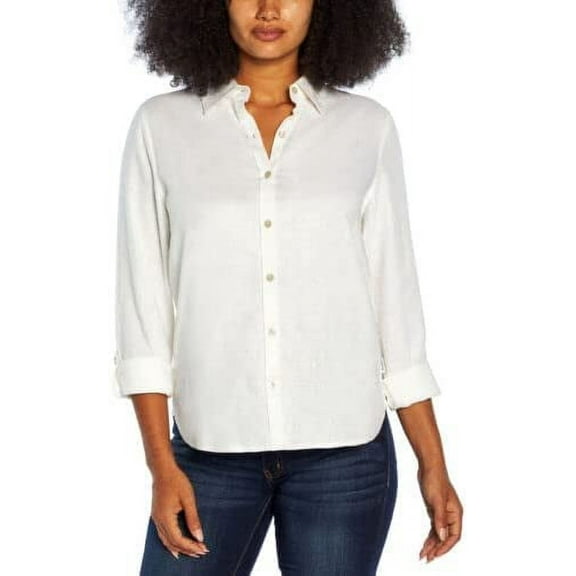 Orvis Women's Long Sleeve Linen Blend Top Size: 2XL, Color: White