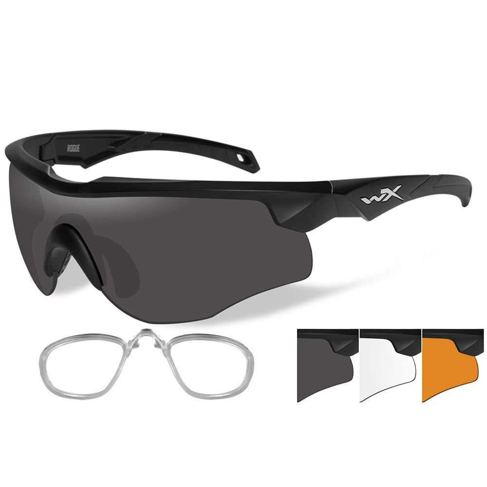 Wiley X Rogue Sunglasses GreyClearRust Lens Matte Black Frame w
