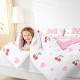 thumbnail image 4 of Castle Fairy Bow Letter Monogrammed M Twin Comforter Sets,Cartoon Cherry Bedding Set, 4 of 8