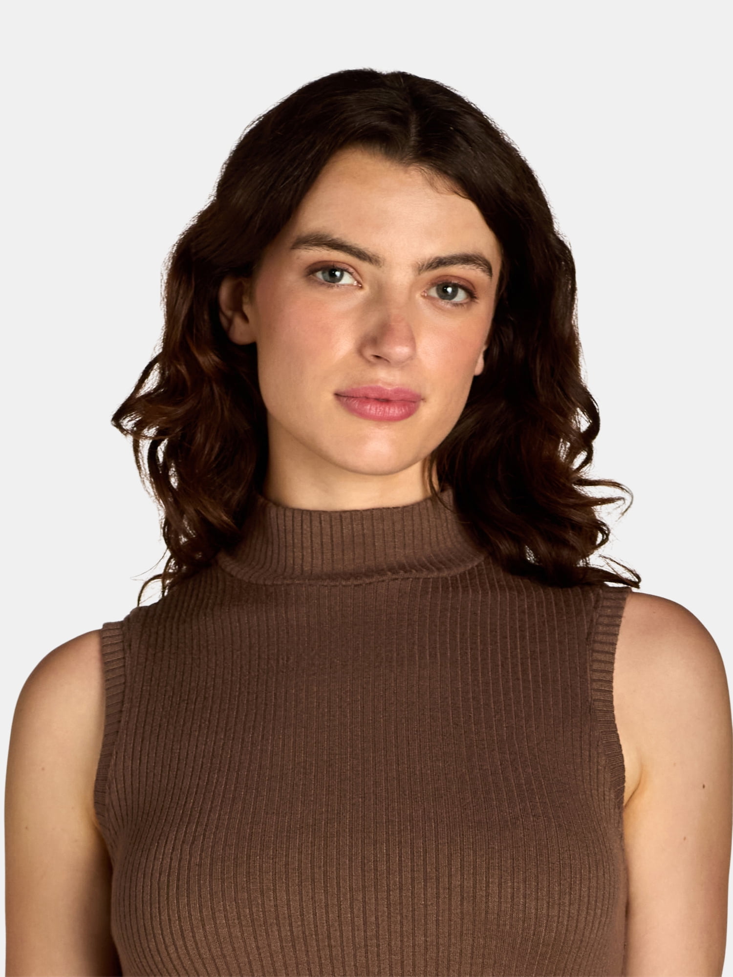 Nine.Eight Women's Sleeveless Ribbed Mock Neck Midi Dress, Sizes XS-XXXL