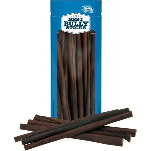 Best Bully Sticks Peanut Butter Flavored Natural Collagen Chew Sticks for Dogs, 12 Inch 6 Count Bag Long Lasting Natural Chew Treat for Large Dogs