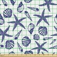 thumbnail image 2 of Ambesonne Marine Fabric by the Yard Upholstery, Vintage Shell Illustration, 3 Yards, White Dark Lavender, 2 of 5