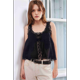 thumbnail image 3 of Blusas de Verano Bohemias con Lazo Frontal para Mujer, Blusas Playeras de Encaje con Botones, Sin Mangas, de de , Y2k 2025, Color Negro, Talla M, 3 of 6