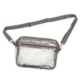 thumbnail image 4 of Bolsa de mensajero Bolsa de hombro transparente PVC Cremallera impermeable Correa ajustable Monedero de gran capacidad para viajes Gris, 4 of 14