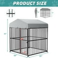 thumbnail image 3 of MEETWARM Large Outdoor Dog Kennel, Metal Heavy Duty Pet Playpen, Rust-Resistant Outdoor Dog Fence with Anti-UV & Waterproof Top Cover and Secure Lock for Backyard, 5'L x 5'W x 6'H, 3 of 7