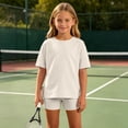 thumbnail image 3 of Yongwang Girls 2 Piece Outfit Short Sleeve T-Shirt and Shorts Set Soft Comfortable Summer Kids Outfit, 3 of 8