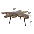 thumbnail image 4 of DecMode 32" x 16" Brown Wood Handmade Live Edge Top Coffee Table with Black Metal Tripod Legs, 1-Piece, 4 of 11
