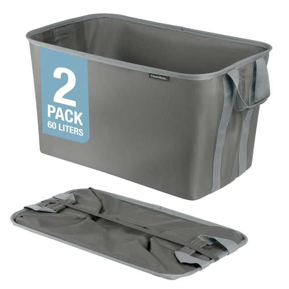 CleverMade Collapsible Laundry Baskets 2PK - 60L (16 Gal) Shadow Gray/Stone Gray