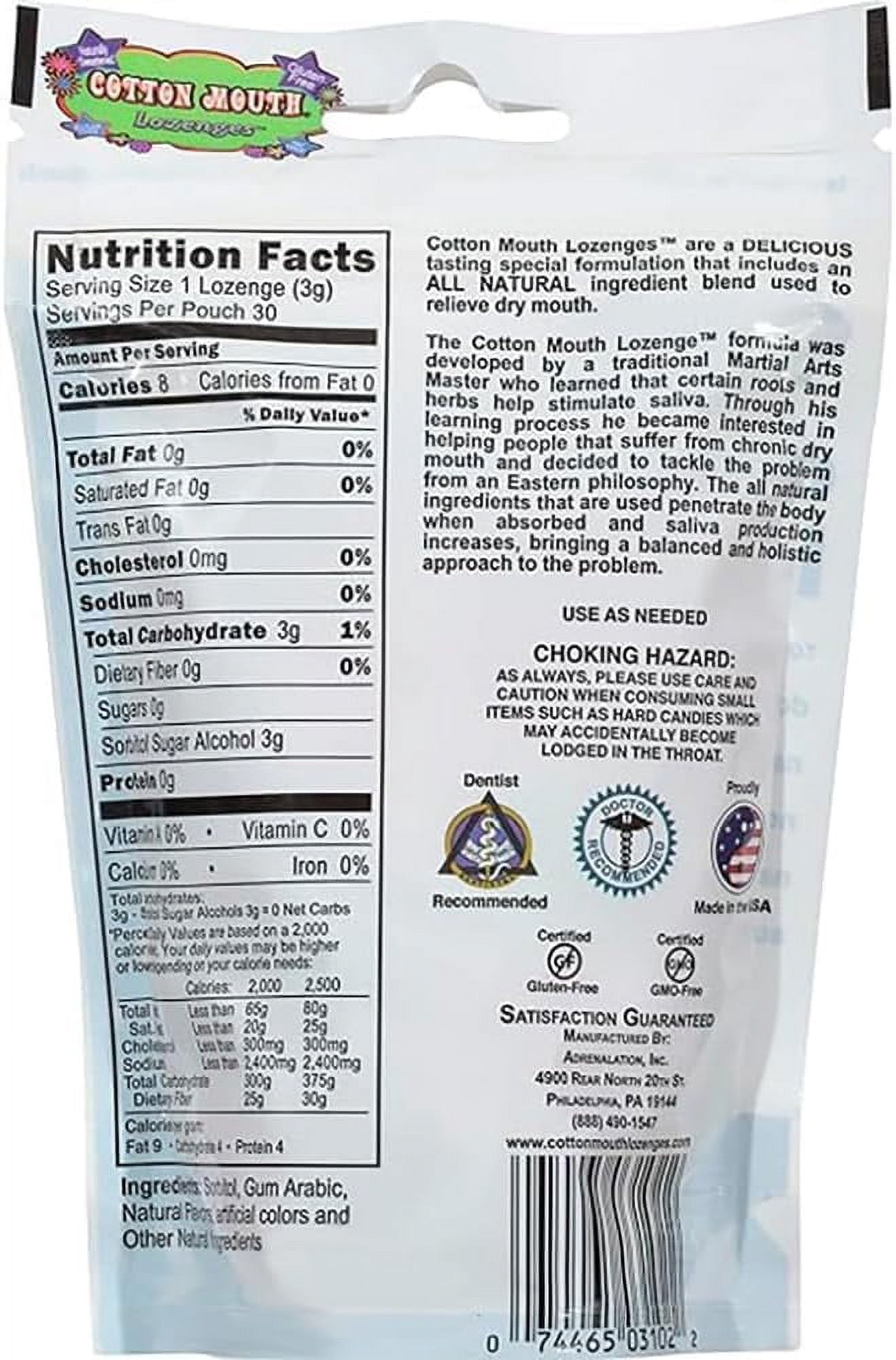 Cotton Mouth Lozenges Dry Mouth Relief Fruit Mix 3.3oz Bag (6 Bags)