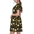 thumbnail image 2 of Balery Honey Bees With Flowers Vestidos sueltos de manga corta para mujer, vestidos de verano 2025, vestidos casuales de corte A con vuelo., 2 of 6