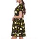 thumbnail image 2 of Disketp Honey Bees With Flowers para Vestido de Manga Corta para Mujeres, Vestidos de Verano para Mujeres, Casual y Holgado para la Playa, 2 of 6